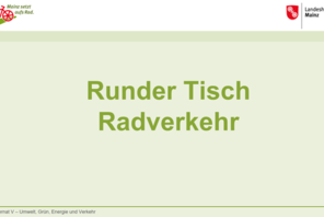 Grüner Text auf grünem Grund: Runder Tisch Radverkehr © fahrRad Büro